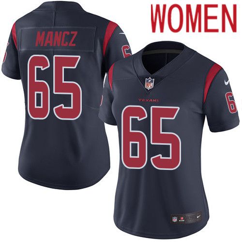 Women Houston Texans #65 Greg Mancz Navy Blue Nike Rush Vapor Limited NFL Jersey